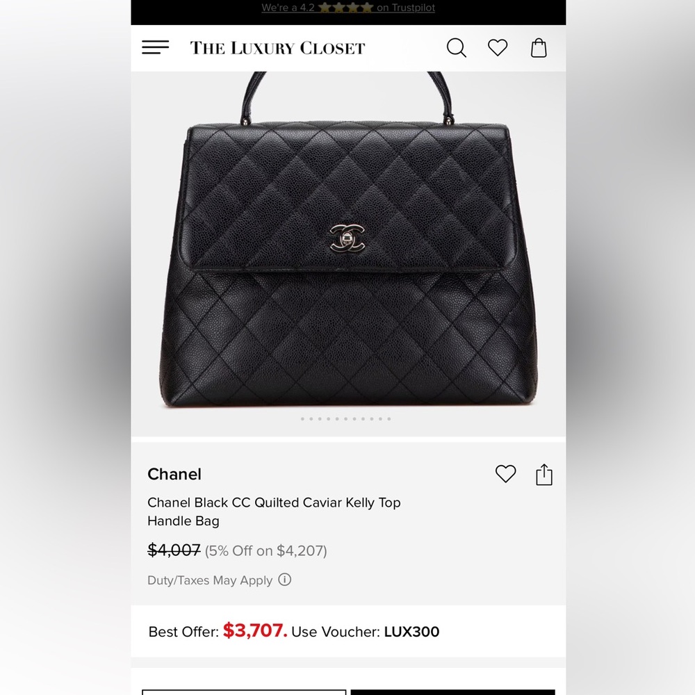 Chanel Black Silver CC Caviar Kelly Top Handle Bag - Picture 13 of 15